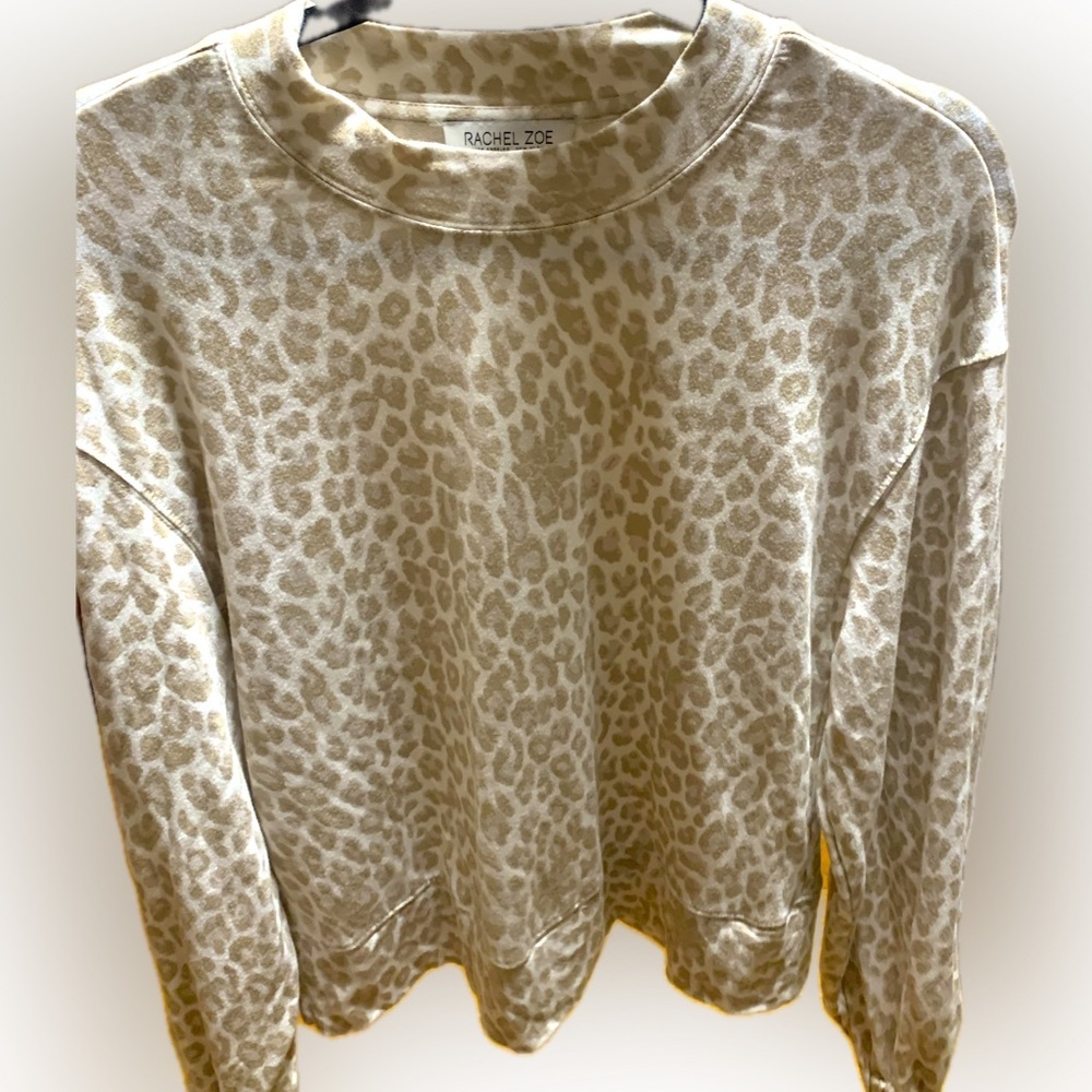Rachel Zoe New York Women’s-Medium-Stretchy Long sleeve Animal Print Cream Top